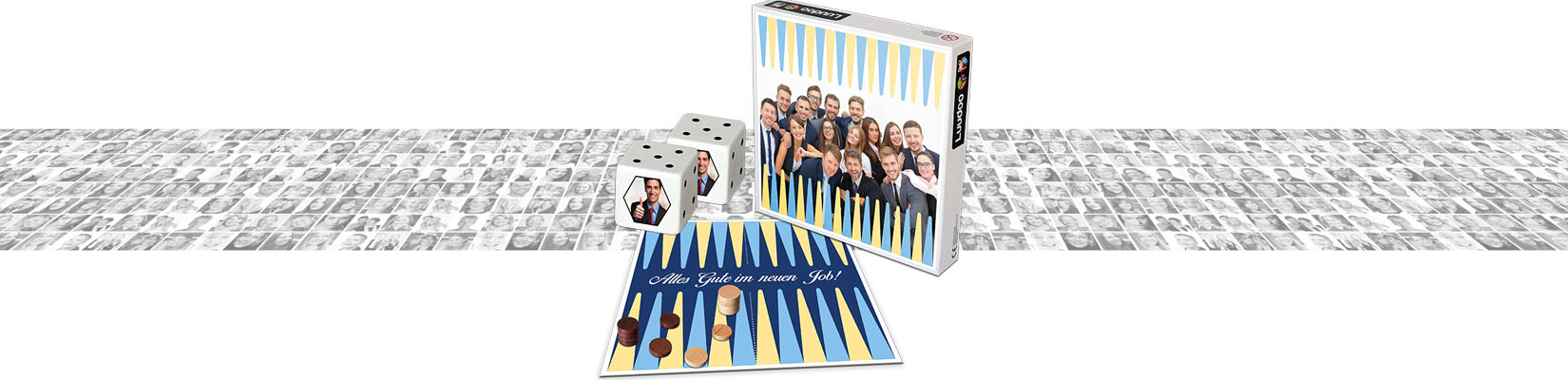 Unser personalisiertes Backgammon ist ein hervorragends Abschiedsgeschenk für scheidende Kollegen